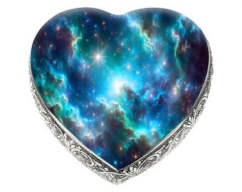 Blue Galaxy Heart Cremation Urn: Small Baby Ashes Keepsake