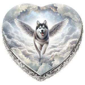 Siberian Husky Cremation Urn: Angelic Heart Pet Memorial