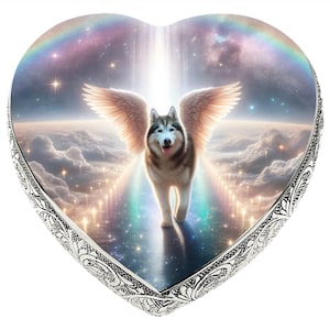 Siberian Husky Cremation Urn: Rainbow Bridge Pet Memorial