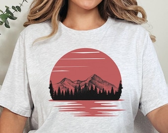 Sunset TShirt, Adventure Shirt, Camping Gift, Summer Shirt, Outdoor Lover Shirt, Mountains, Forest, Camping Shirt, Nature Shirt, Hiking gift