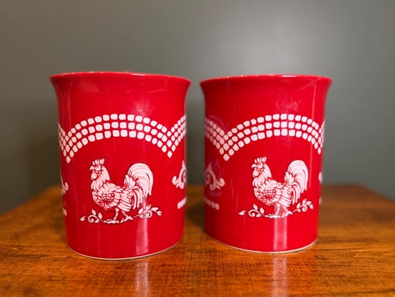 TEMPTATIONS by Tara, Red DOODLE DOO Rooster Utensil Holder - Etsy