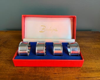 Vintage Bamberger’s 4 Napkin Rings, Pewter