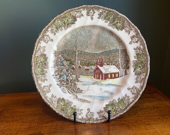 The School House, Johnson Bros Decorative Plate, Wintertime