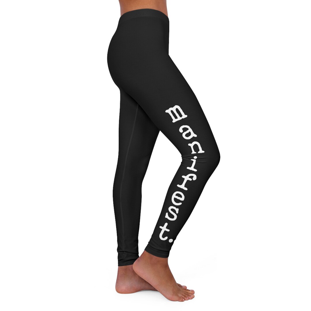 Manifest Black Leggings, Words on Pants, Yoga Legging, Text on Legging