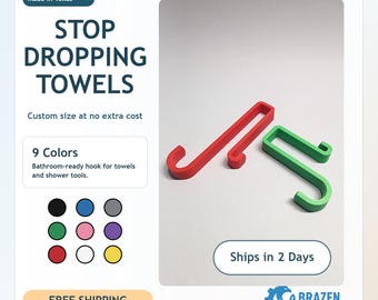 Customizable Glass Shower Hook, Towel & Tool Hanger