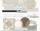 Doilies and Lace and Trim, Ephemera, CU, Printable, PNG format, Junk Journals, Scrapbooking, Paper Craft, Mixed Media, Instant Download
