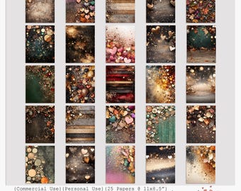 Glitter Papers: Autumn | 25  Fall Sparkly Papers | Digital Papers for Junk Journals & Scrapbooking (11x8.5")