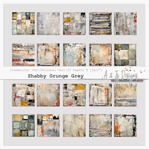 Shabby Grunge Grey, carte digitali, sfondi vintage per diari spazzatura, carta per album testurizzata, estetica grunge 12x12