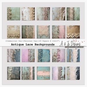 Antique Lace Backgrounds, Vintage Scrapbooking & Junk Journal Papers, Digital Lace Backgrounds