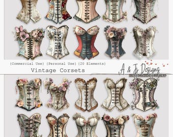 Vintage Corsets, Junk Journal Images, Commercial Use, Scrapbooking, Junk Journal Ephemera, Transparent Files