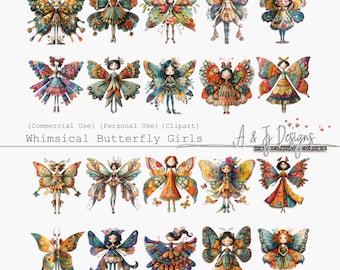 Chicas mariposas caprichosas, CU, clipart, elementos, imprimible, formato PNG, revistas basura, scrapbooking, manualidades de papel, técnicas mixtas