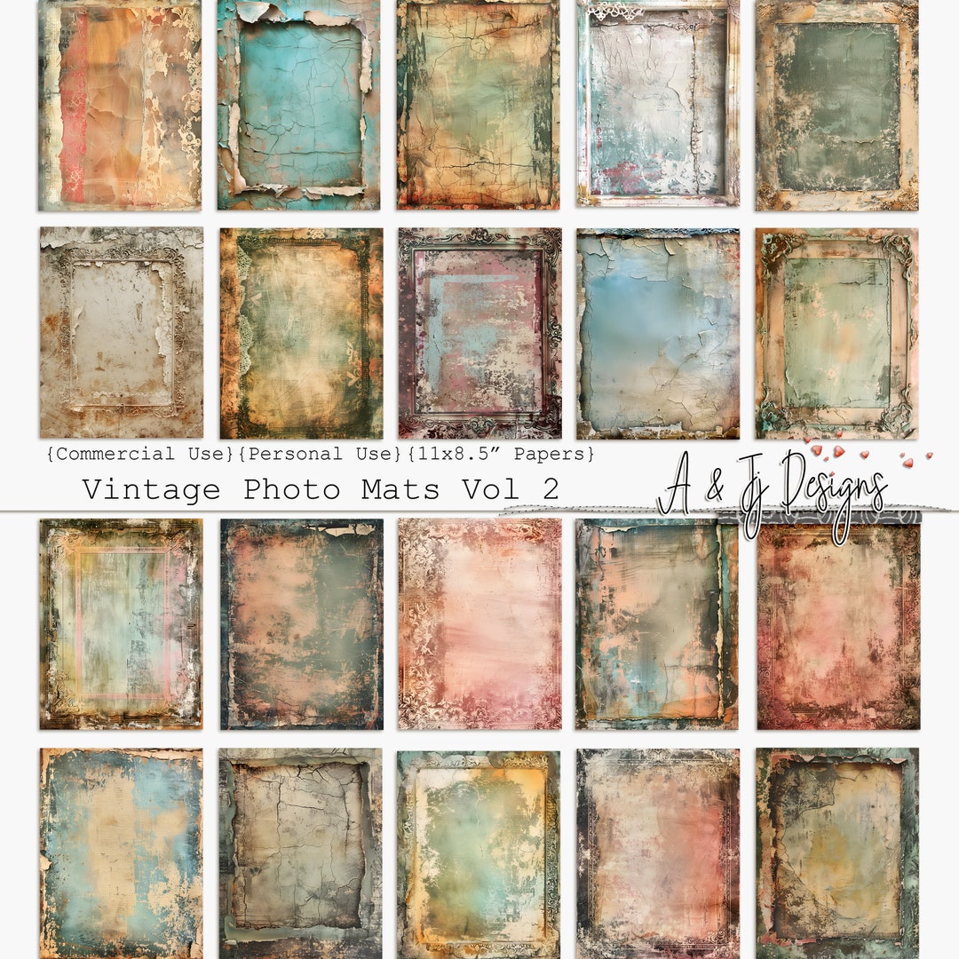 Vintage Photo Mats Vol 2, CU, JPG, Soft Palette, Printable, Ephemera ...