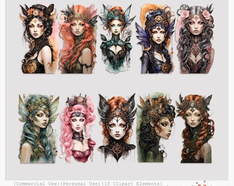Hadas Steampunk Góticas / Clip Art Serie Uno / Uso Comercial / Diarios Basura / Efímeras / Arte Digital / Imprimible / Descarga Instantánea