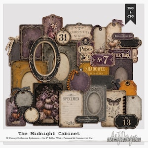 The Midnight Cabinet | Vintage Halloween Ephemera | Gothic Photo Frames | Botanical Curiosities | Junk Journal & Scrapbooking