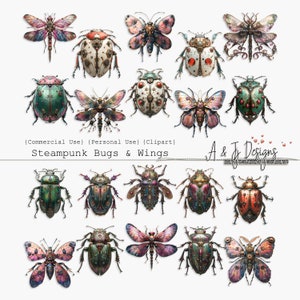 Steampunk Bugs and Wings, kommerzielle Nutzung, Clipart und Bilder, Elemente, druckbar, PNG, Junk Journals, Scrapbooking, digitaler Download