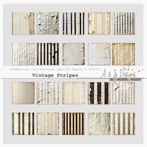 Vintage Streifen, Junk Journal Seiten, kommerzielle Nutzung, Papier Scrapbooking, digitale Scrapbooking, Junk Journal Ephemera, 12x12"