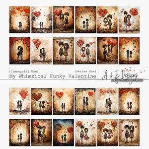 My Whimsical Funky Valentine Series One, CU, Junk Journals, Vintage, Ephemera, Scrapbooking, Paper, Printables, Mixed Media, Digital Art,