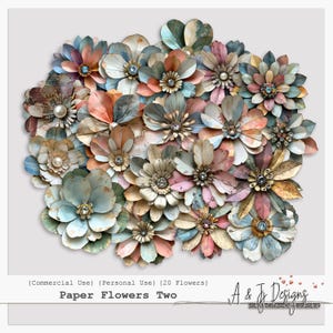 Papieren bloemen Two, vintage digitale bloemen voor scrapbooking en tijdschriften