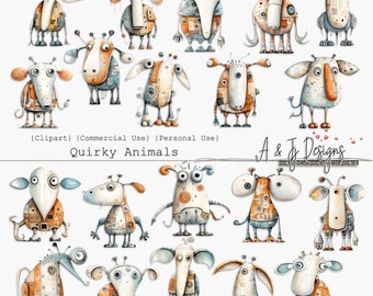 Quirky Animals, Clipart, CU, Printables, Junk Journals, Mixed Media, Ephemera, Paper Craft, Digital Artist, Scrapbooking, Design