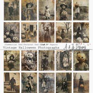 Vintage Halloween Fotografien, CU, bedruckbar, Ephemera, JPG Format, Junk Journal, Scrapbooking, Mixed Media, digitaler Download
