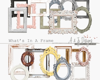 What's In A Frame | Ephemera | Junk Journal and Scrapbooking | Assorted Sizes Approx. 3 - 6" Tall or Wide | PNG | Digital Download