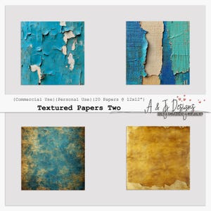 May include: Four digital paper textures in a collage. Two are blue with peeling paint, one is a yellowed brown, and one is a light blue with a white stripe.
