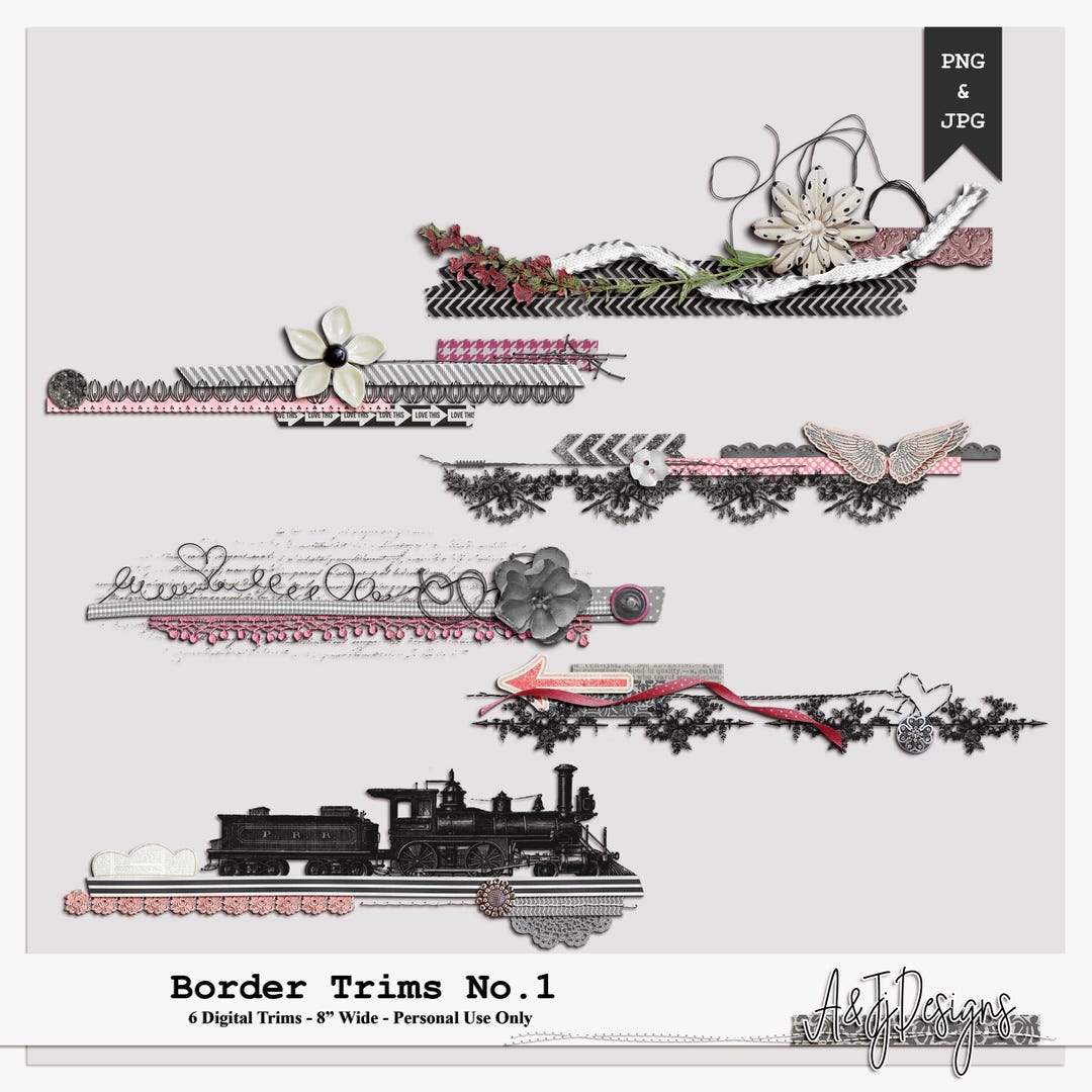 Border Trims No.1 | Junk Journal & Scrapbook Borders | Ephemera ...
