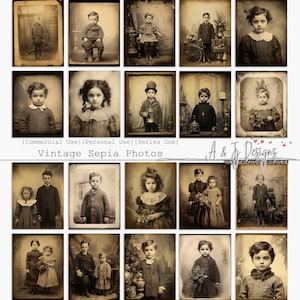 Vintage Sepia Fotos Serie Eins, Cu, bedruckbar, Ephemera, JPG Format, Junk Journal, Scrapbooking, Mixed Media, digitaler Download