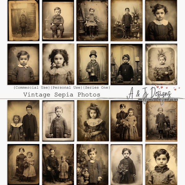 Vintage Sepia Photos Series One | Printable Ephemera | For Junk Journals and Scrapbooking