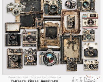Vintage Photo Hardware, Clipart Images, Junk Journals, Scrapbooking, Commercial Use, Elements, PNG Transparent Files, Transparent Background