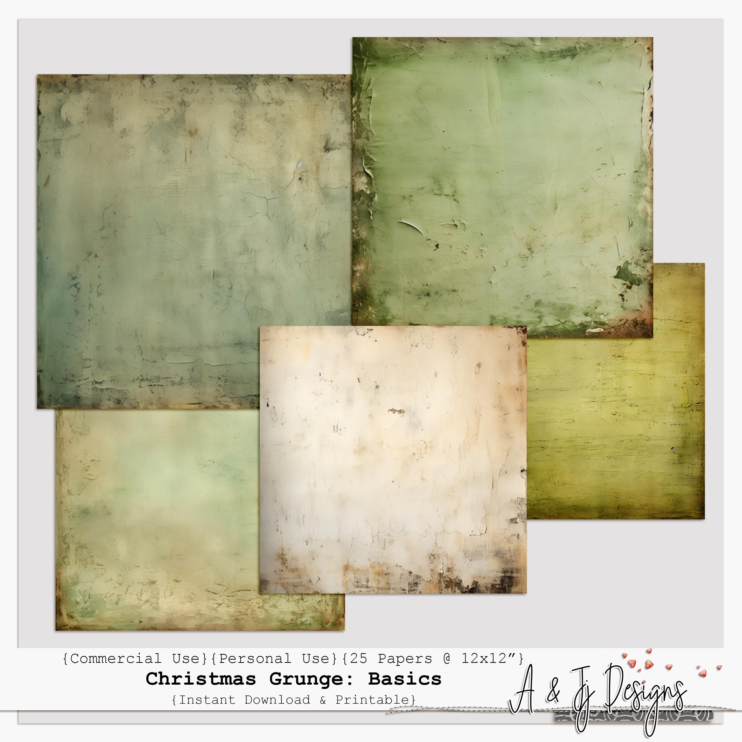 7394 Paper Christmas Grunge Basics | Digital Paper Set | Vintage Rustic ...