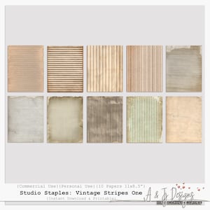 Studio Staples: Vintage Stripes One | Do dzienników śmieciowych i scrapbookingu | Papier cyfrowy do druku