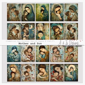 Paquete de papel digital "Madre e hijo", 20 hermosos papeles imprimibles, perfectos para scrapbooking, diarios basura y creación de tarjetas.