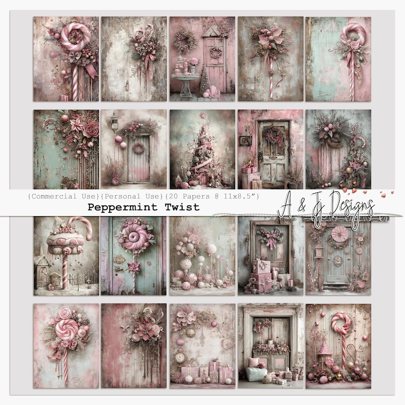 Peppermint Computer Paper Peppermint Twist, Digital Papers, Christmas Scrapbooking and Junk ...