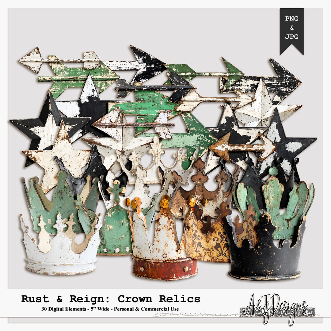 Rust & Reign: Crown Relics | Vintage Rustic Elements | Junk Journal ...