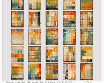 Ledger of Earthy Shades | Vintage Paint Swatch Digital Papers | Shabby Grunge Sheets for Junk Journals, Scrapbooking & Mixed Media Art