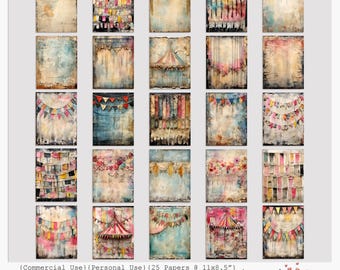 Carnival Tapestries | Digital Paper Pack | 25 Circus and Carnival Textures | Vintage Style | Junk Journals | Scrapbooking | Commercial Use
