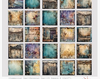 Shabby Grunge Wreckage | Digital Paper | 12x12 Junk Journal Backgrounds | Vintage Grunge Scrapbooking Papers | Shabby Chic Ephemera Kit