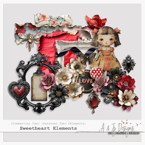Éléments chéris, images clipart pour la Saint-Valentin, journaux indésirables et scrapbooking
