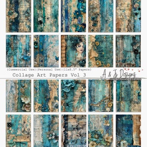 Collage Art Papers Vol 3, CU, PU, Printable, Junk Journal, Scrapbooking, Papers, Collage, 11x8.5&quot;, JPG, Mixed Media, Digital Download
