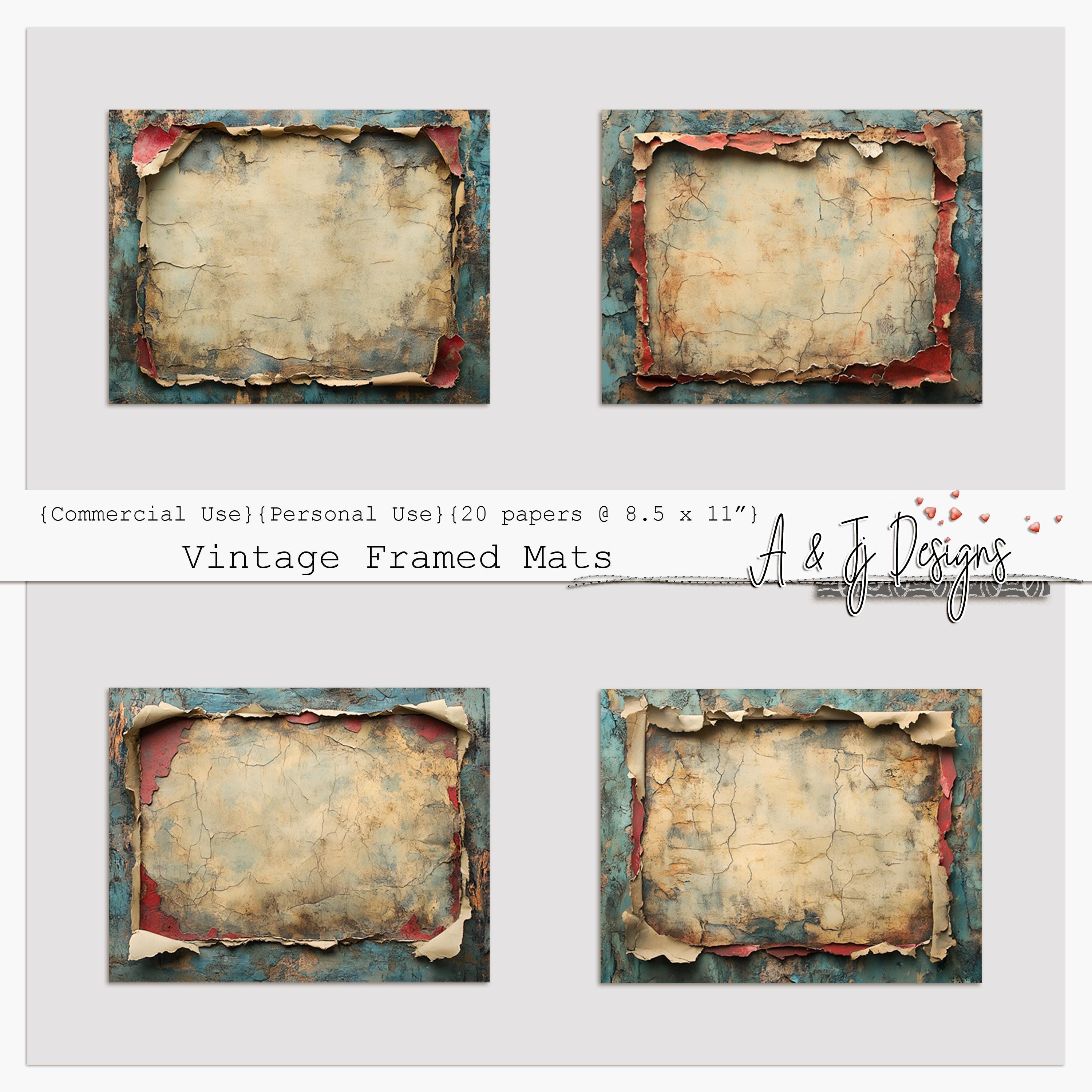 Vintage Framed Mats, Junk Journal Pages, Commercial Use, Paper ...