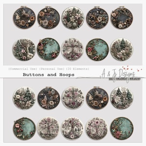 Knopen en hoepels, clipartafbeeldingen, ongewenste tijdschriften, scrapbooking, commercieel gebruik, elementen, transparante PNG-bestanden, commercieel gebruik