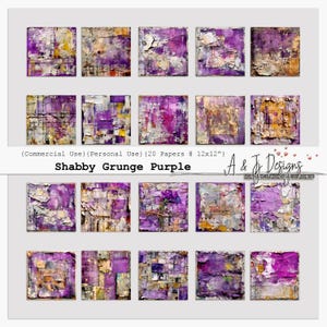 Shabby Grunge Purple, Digital Papers, Vintage Junk Journal Backgrounds, Textured Scrapbook Paper, 12x12 Grunge Aesthetic