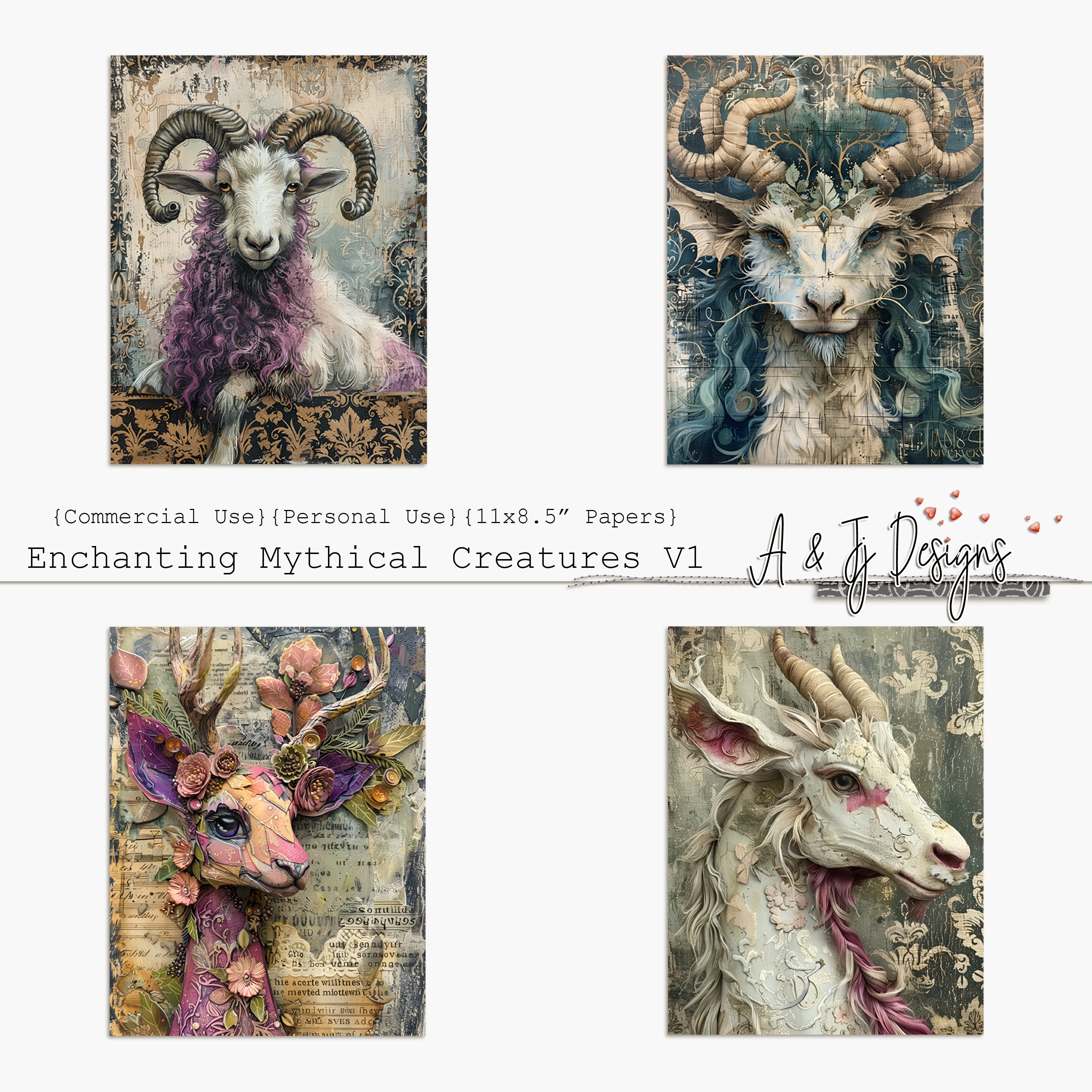 Enchanting Mythical Creatures Vol 1, JPG, Junk Journal, Scrapbooking ...