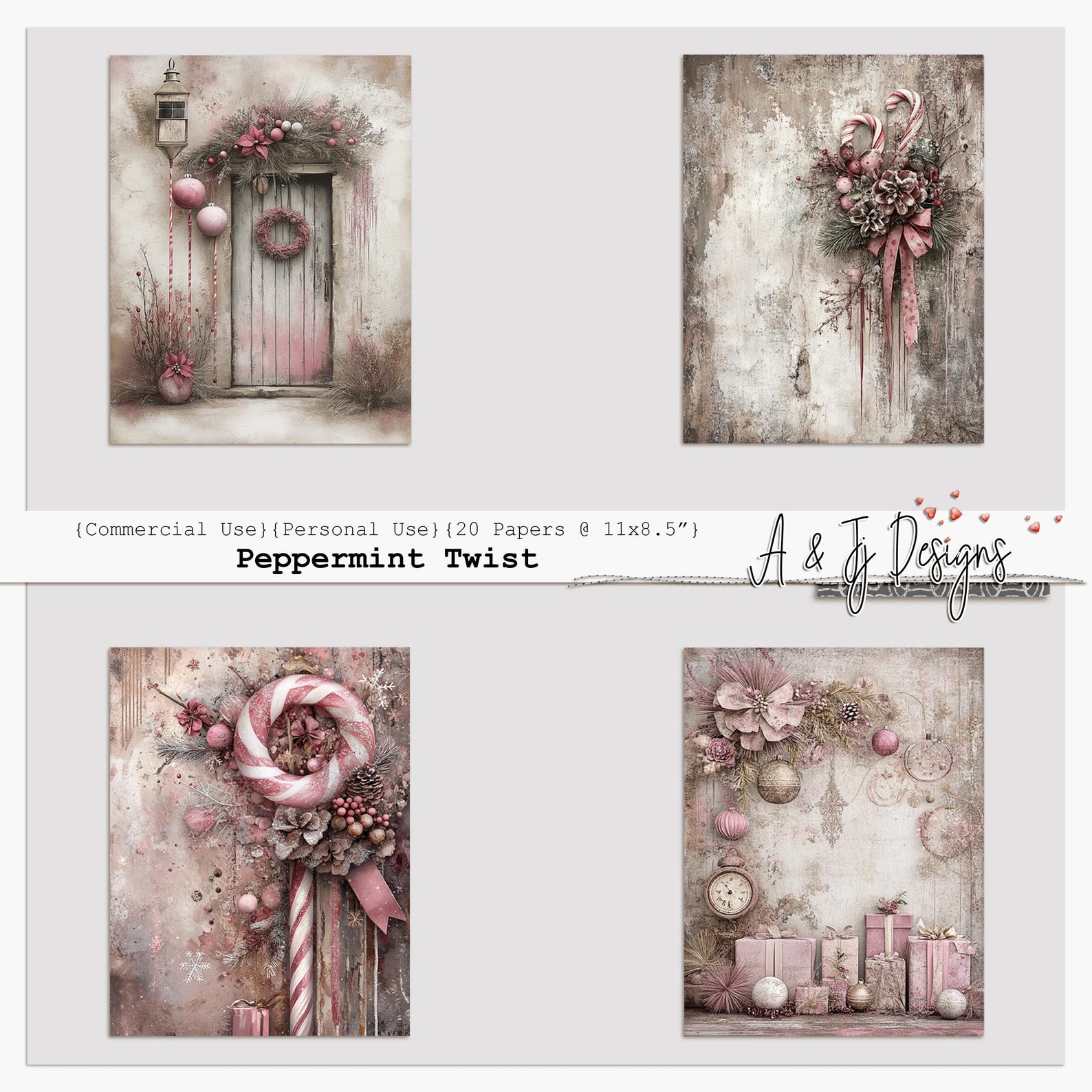 Peppermint Computer Paper Peppermint Twist, Digital Papers, Christmas Scrapbooking and Junk ...