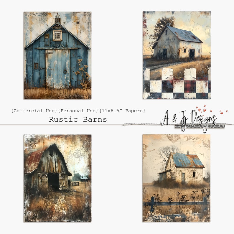Rustic Barn Stickers Rustic Barns, CU, PU, Printable, Papers, Ephemera, JPG, Junk Journal ...