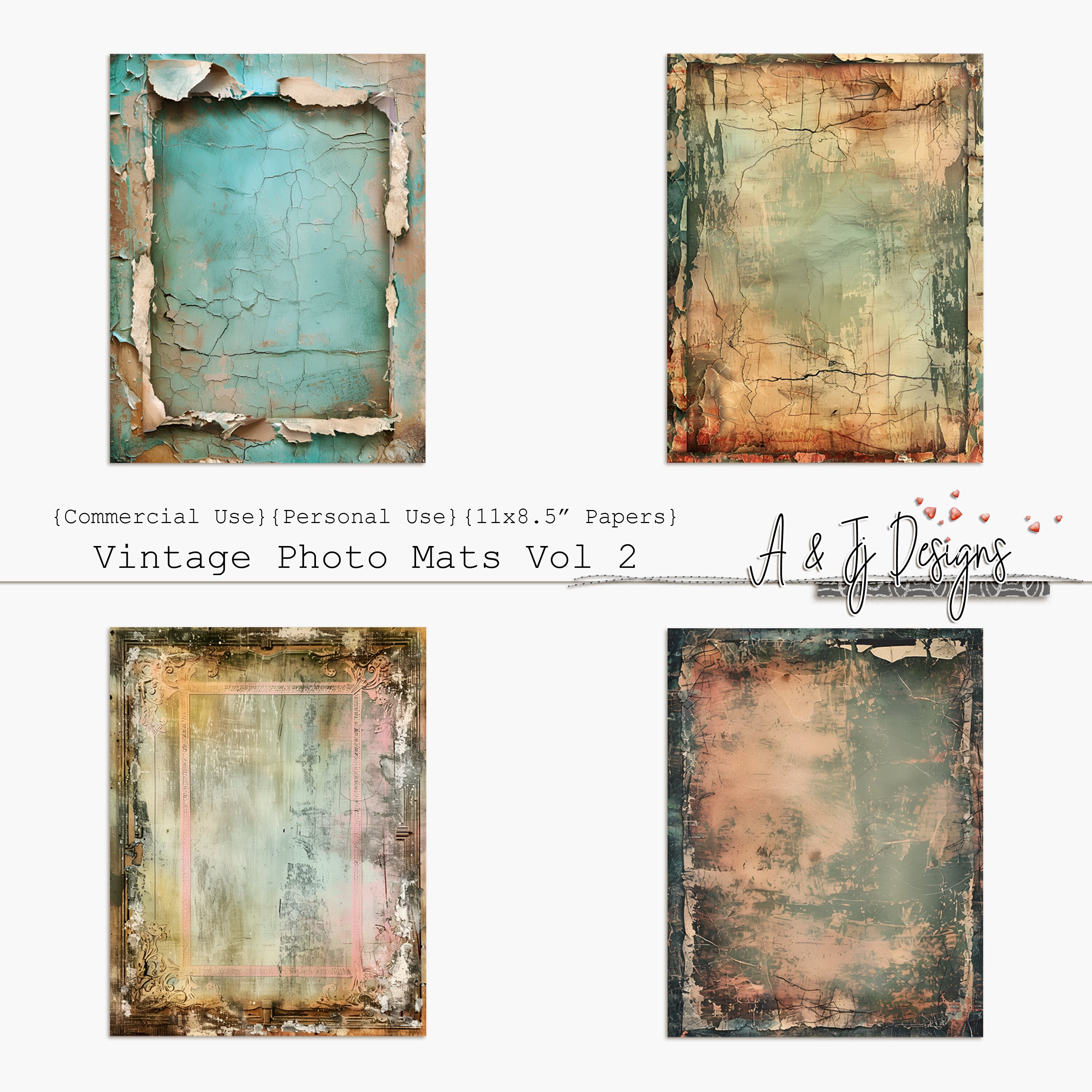 Rustic Photo Mat Vintage Photo Mats Vol 2, CU, JPG, Soft Palette, Printable, Ephemera ...