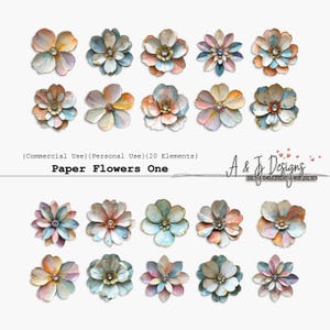 Fleurs en papier une, Images Clipart, Carnets indésirables, Scrapbooking, Usage commercial, Éléments, Fichiers PNG transparents, Usage commercial