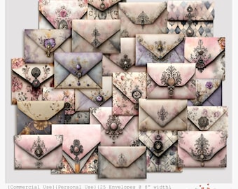 Kunstvolle Geheimnisse | Druckbare Umschläge | Junk Journal Ephemera | viktorianisches Blumen | Digitales Briefpapier