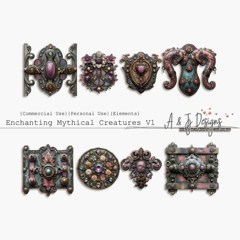 Enchanting Mythical Creatures Vol 1, JPG, Junk Journal, Scrapbooking, 11x8.5" image 11